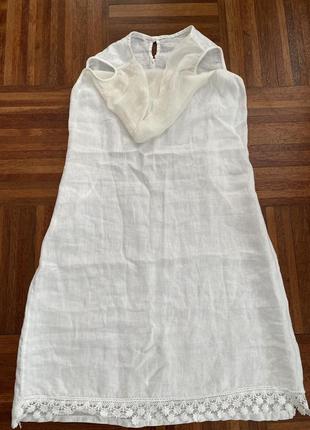 Новое итальянское белое льняное платье платье сарафан 38 м