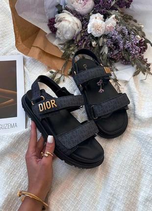 Крутые женские босоножки сандали в стиле christian dior sandals black чёрные