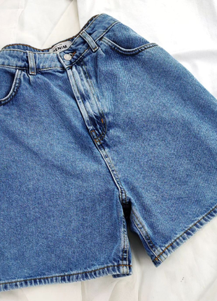 Сині джинсові шорти-бермуди new look