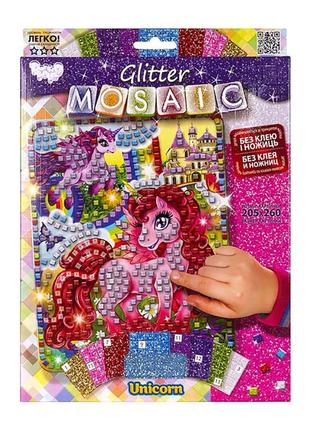 Креативна творчість "glitter mosaic єдиноріг" бм-03-08 блискуча мозаїка