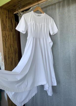 Длинное белое катоновое платье французской фирмы sandro