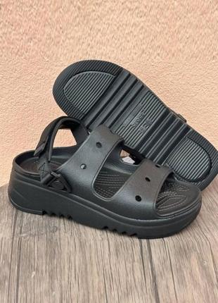 Крокс сандалии платформа хайкер черные crocs hiker xscape sandal black/black
