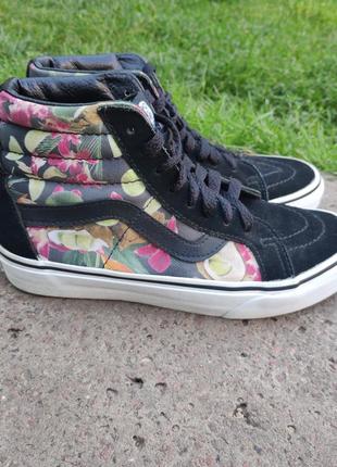 Кеды vans, размер 36, us 6, кожа, высокие черные, хайтопы