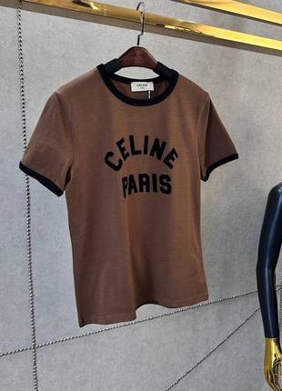 Коричневая футболка в стиле celine