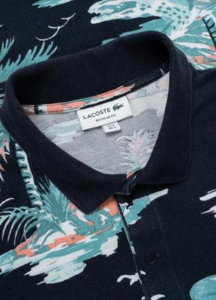 Lacoste regular fit hawaiian print cotton polo мужская футболка поло