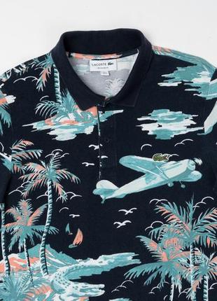 Lacoste regular fit hawaiian print cotton polo мужская футболка поло