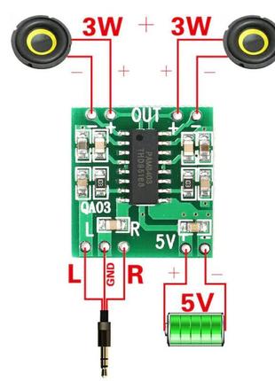 Цифровий підсилювач звуку 2*3 вт pam8403, оплата цифрового підсил