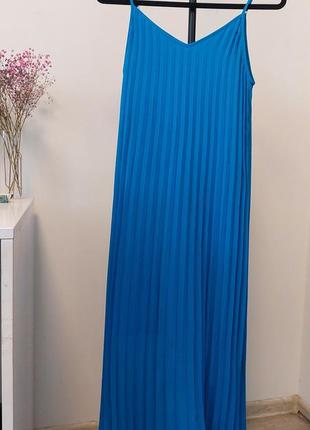 Длинное синее платье базовое