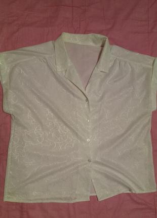 Блуза світло-бежева (слонова кістка) з білим візерунком