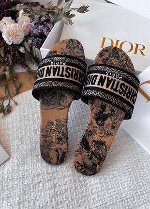 Шикарные женские шлёпанцы сланцы в стиле christian dior slippers brown premium коричневые