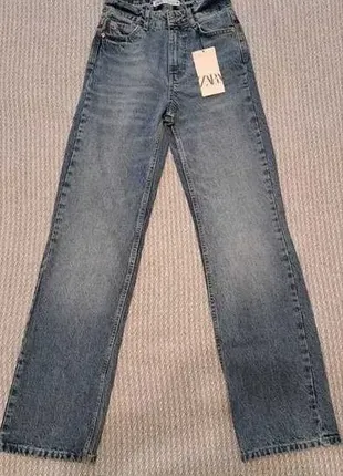 Женские джинсы zara straight-fit high-waist full length jeans