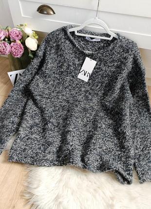 Трикотажний светр із підгорнутими краями від zara, розмір m-xl