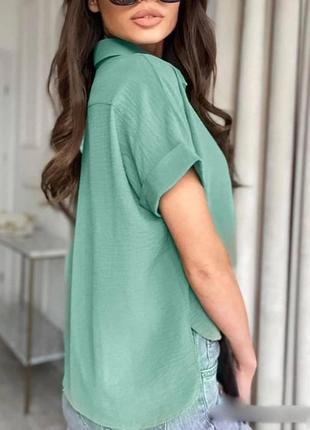 Рубашка блузка жатка легкая модная женская с 42 до 56 размера6 фото