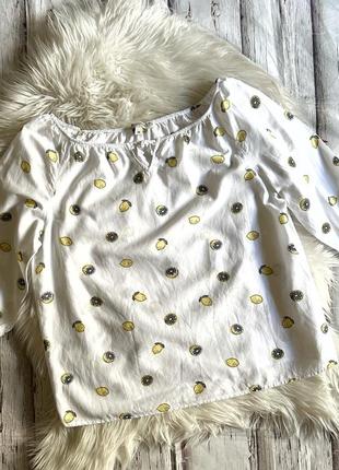 Вискозно коттоновая блузка в принт лимоны comma