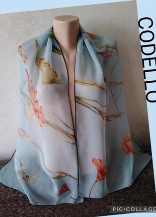 Codello, нежный летящий шелк, шикарные цветы, шарфик, 150 *41