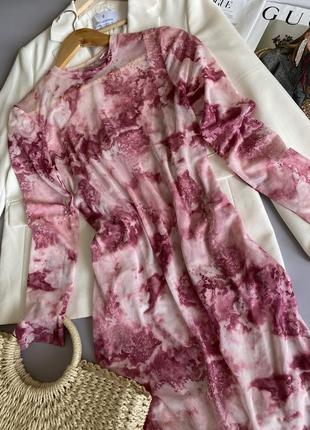 Міді сукня з боковими розрізами, розмір м, колір рожевий8 фото