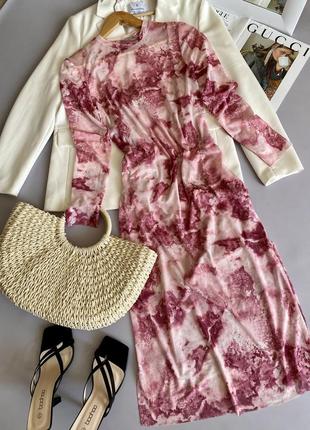 Міді сукня з боковими розрізами, розмір м, колір рожевий5 фото