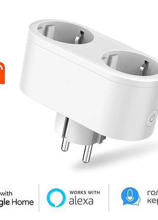Розумна подвійна wifi розетка tuya, smartlife 16a з моніторингом