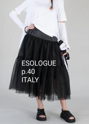 Черная комбинированная итальянская юбка р.44-50, s- xl,  пот 42 см, можно бедровка ***