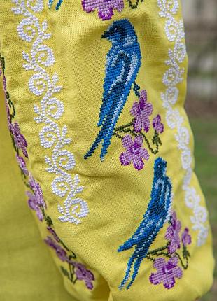 Детская качественная желтая украинская вышиванка для девочек 110 116 122 128 134 140...