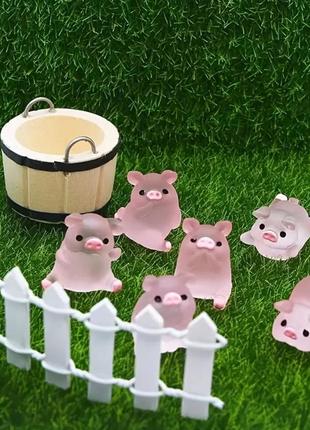 Міні свинки із смоли для декора 6шт.