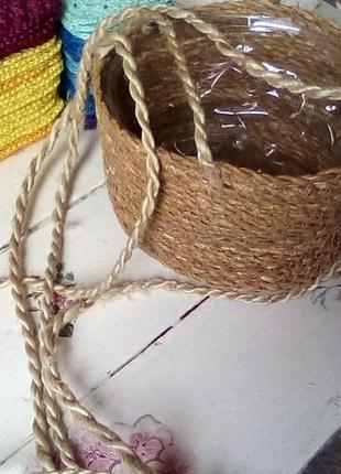 Кашпо плетене натуральна соломка д.18 см висота 15 см
