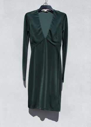 Элегантное тёмно зелёное облегающее платье h&m
