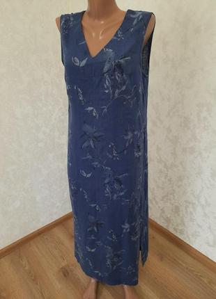 Льняное брендовое платье сарафан лен luisa spagnoli оригинал