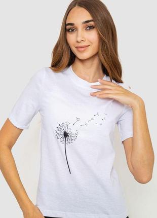 Жіноча футболка з принтом, колір білий, 241r124
