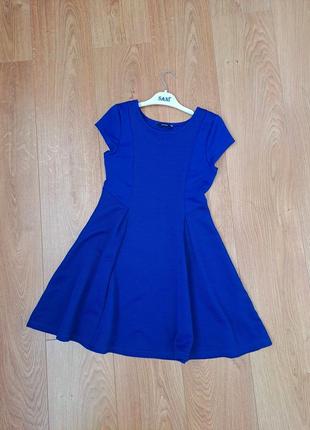 Синее платье для девочки с коротким рукавом