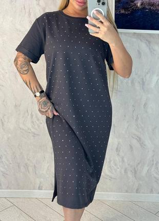 Платье футболка с камнями mint