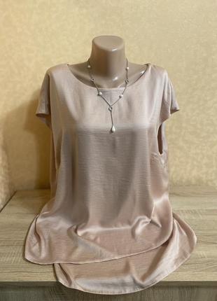 Сатиновая блуза нежно -розового цвета