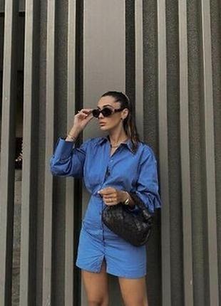 Новое платье рубашка зара стрейчевая с объемными рукавами от zara