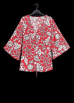 Яркая вискозная блузка "m&co" красная с цветочным принтом, uk16/eur42.
