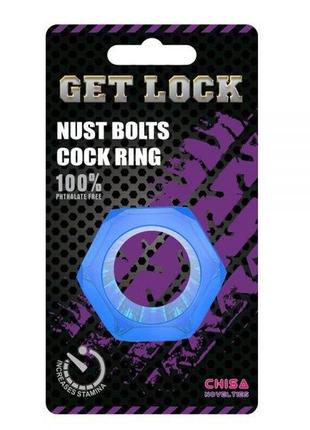 Кольцо эрекционное nust bolts cock ring-blue