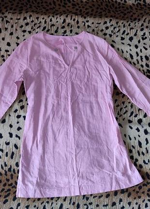Рожева сорочка з довгим рукавом vivement льон