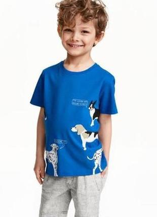 Хлопковая футболка для мальчика с рисунком принт собаки от h&m