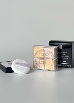 Givenchy prisme libre loose powder highlighter 10 organza or шиммер розсипчастий золотистий золотий рожевий хайлайтер спаркл для обличчя живанши