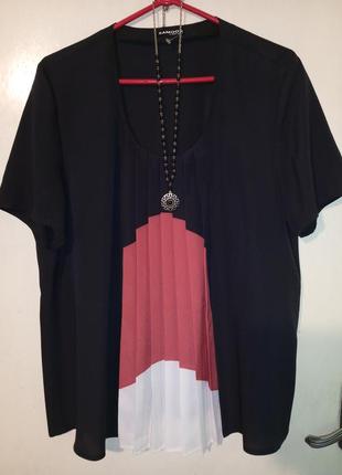 Стильная,лёгкая блузка с вставкой плиссе,большого размера,samoon by gerry weber