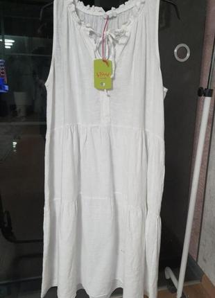Сукня лляна сарафан льон белое летнее платье льянное италия