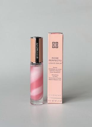 Givenchy rose perfecto liquid lip balm 001 perfect pink irresistible живанши зволожуючий рідкий рожевий бальзам блиск помада для губ