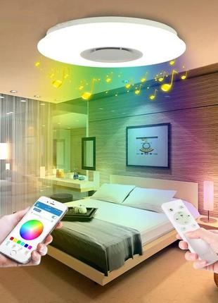 Светодиодная люстра с колонкой и rgb подсветкой ly8339/36w*2 led+bluetooth (wt)