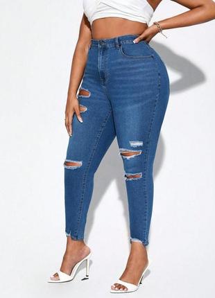 Крутые женские джинсы с высокой посадкой / стрейч / большой размер denim co