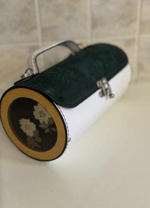 Сумка шкіряна  зі вставками з сухоцвітом під епоксидної смолою . hand made .