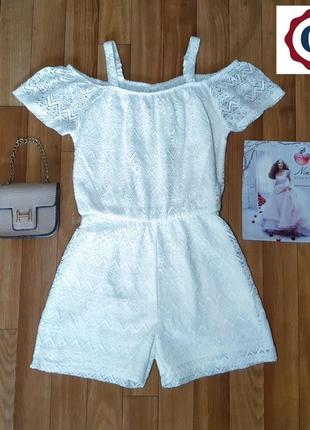 Комбинезон нарядный, ромпер с кружевной ткани, шорты, платье c&amp;a 134-140см