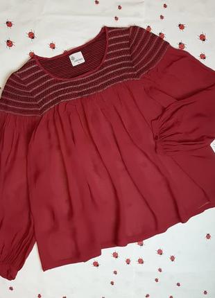 🌿1+1=3 стильна шифонова червона вільна блуза блузка istella forest, розмір 44 - 46