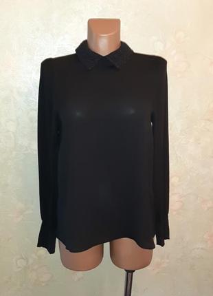 🎁1+1=3 стильная черная блуза с оригинальной спинкой warehouse, размер 44 - 46