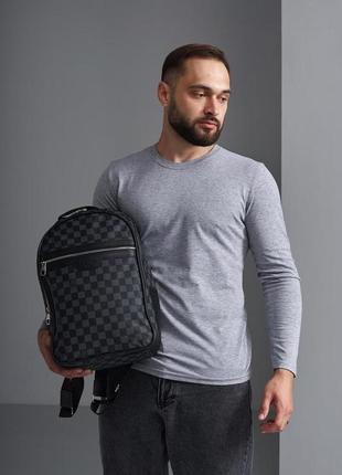 Рюкзак louis vuitton чорна з сірим клітка `gr`4 фото