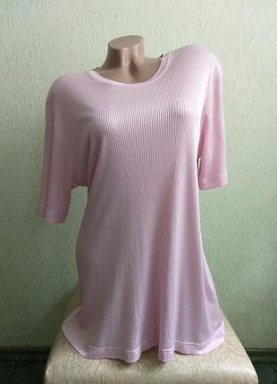 Футболка в рубчик. туника. нежно-розовый.