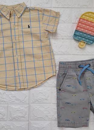 Літній костюм:  сорочка жатка ralpf lauren і шорти f&f 1,5-3 роки